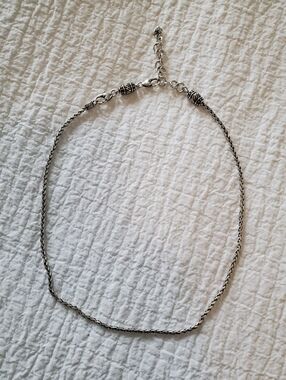 Silver-tone Rope Vintage Filigree Chain Necklace
